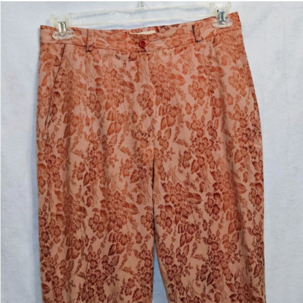 Vtge Parisian Pants Designer Elena Riccioni Jaquard Made In France EU 44/US 12